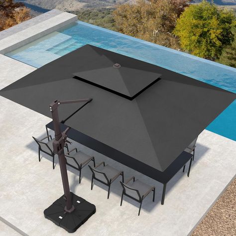 Deconk 10' X 13' Patio Umbrella Outdoor Large Rectangle Cantilever Umbrellas Double Top Heavy Duty Windproof Offset Umbrella with 360-degree Rotation for Pool Garden Deck Swim Spa With Umbrella, Pool Canopy, Large Outdoor Umbrella, Pool Shade, Large Patio Umbrellas, Deck Pool, Pool Umbrellas, Umbrella Outdoor, Cantilever Patio Umbrella