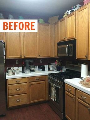 You might want to rethink the color of your kitchen when you see what this homeowner did! Kitchen Facelift, Best Laminate, Laminate Cabinets, Popular Kitchens, Kitchen Paint Colors, Bath Cabinets, Kitchen Cabinets Makeover, Cabinet Makeover, Up House