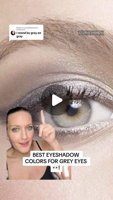 Mallory Osses on Instagram: "BEST EYESHADOW COLORS FOR GREY EYES 👀! 

#eyeshadow #makeuptutorials" Eyeshadow Grey Eyes, Eye Shadow For Grey Eyes, Grey Eyes Eyeshadow, Eyeshadow For Gray Eyes, Eyeshadow For Grey Eyes, Gray Eyes Makeup, Grey Eyes Makeup, Makeup For Gray Eyes, Grey Eyes Aesthetic