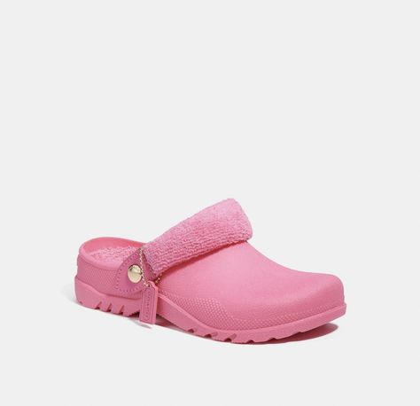 Pink Winter Clogs, Pink Coach Clogs, Pink Platform Synthetic Clogs, Pink High Heel Platform Clogs, Pink Non-slip Closed Toe Clogs, Rain Or Shine, Mule Flat, Clogs Shoes, Lug Sole