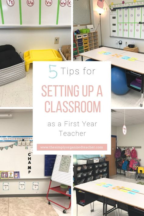 Setup your classroom with ease and organization by following these simple 5 steps. #thesimplyorganizedteacher #firstyearteacher #settingupaclassroom #newclassroom #school #elementaryclassroom Teacher Desk Area Classroom Setup, High School Classroom Setup, Classroom Setup Middle School, First Year Teacher Classroom Setup, Teacher Classroom Setup, Teachers Must Haves, Teacher Desk Area, 1st Year Teacher, Teacher Classroom Organization