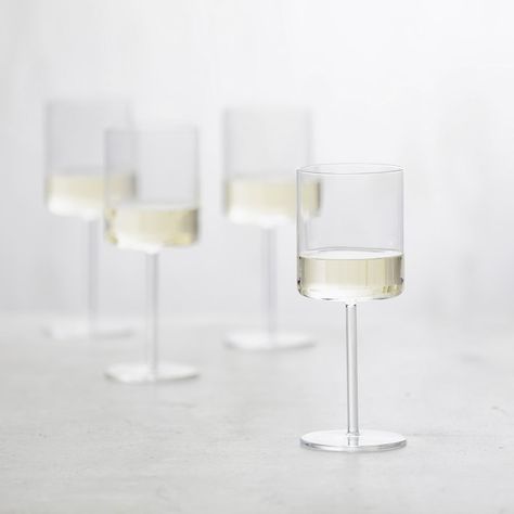 Schott Zwiesel Modo White Wine Glasses - Set of 4 | Williams Sonoma Glasses White, Etched Wine Glasses, Schott Zwiesel, White Wine Glasses, Red Wine Glasses, Crystal Glassware, Highball Glass, Old Fashioned Glass, Glassware Collection