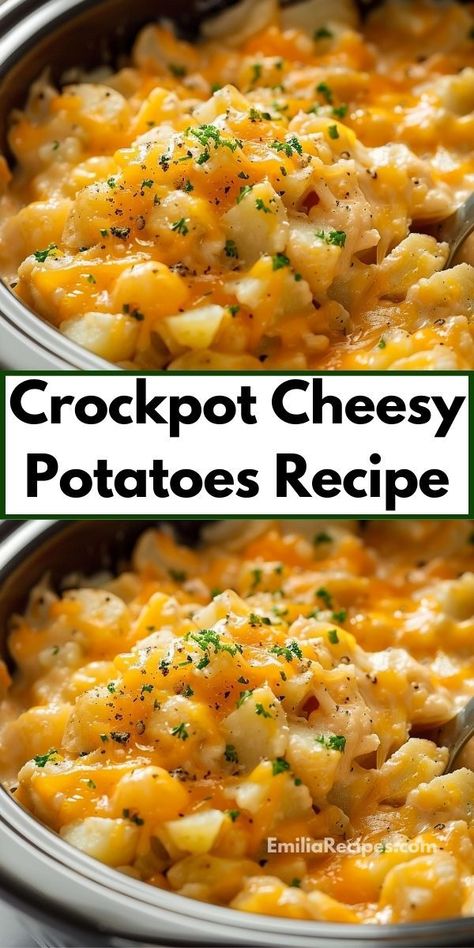 Want a cheesy recipe for dinner? These crockpot cheesy potatoes are perfect. Easy to make and delicious, explore more crockpot meals and potato dinner recipes here! Crockpot Cheesy Potatoes, Cheesy Potatoes Crock Pot, Potato Recipes Crockpot, Crock Pot Potatoes, Cheesy Potatoes, Crockpot Recipes Slow Cooker, Best Dinner Recipes, Crock Pot Cooking, Potato Dishes