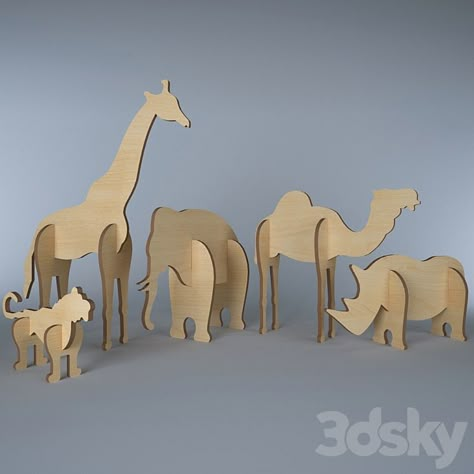 ferm LIVING animals - Other decorative objects - 3D model Cardboard Animals, Jungle Decorations, Animal Cutouts, Cardboard Box Crafts, Cardboard Toys, Cardboard Sculpture, Animal Puzzle, Cardboard Art, Art Corner