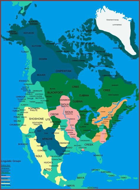 Native Indians of North America Linguistic map Native American Map, Native American Tribes Map, Pre History, American Indian History, Native American Quotes, Indigenous Tribes, Indian Tribes, Native American Peoples, Native American Heritage