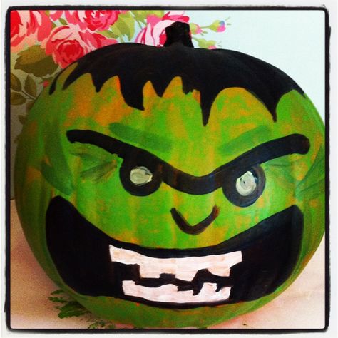 Incredible Hulk pumpkin by Daniellerosemakes Pumkin Characters, Hulk Pumpkin Painting, Hulk Pumpkin, Nemo Pumpkin, Girls Christmas Presents, Hulk Painting, Paint Pumpkins Kids, Pumpkin Carving Painting, Cow Pumpkin