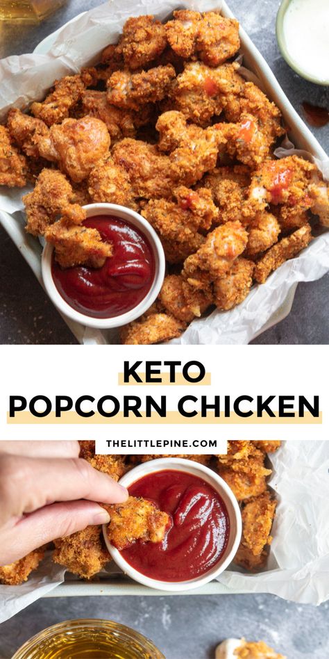 *NEW* This low carb popcorn chicken recipe is especially fun, because it has 2 alternate endings! It’s kind of a choose your own adventure of low carb recipes! #lowcarbpopcornchicken #ketopopcornchicken #popcornchicken #keto #lowcarb Low Carb Popcorn, Chicken Nuggets Baked, Keto Popcorn, Keto Chicken Nuggets, Popcorn Chicken Recipe, Low Carb Low Fat Recipes, Choose Your Own Adventure, Best Low Carb Recipes, Popcorn Chicken