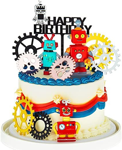 Robot Theme Cake, Robot Cake Ideas, Robot Cake Topper, Robot Cakes, Cake Robot, Cake Toppers For Boys, Robot Birthday Cake, Robot Themed Birthday Party, Lego Torte