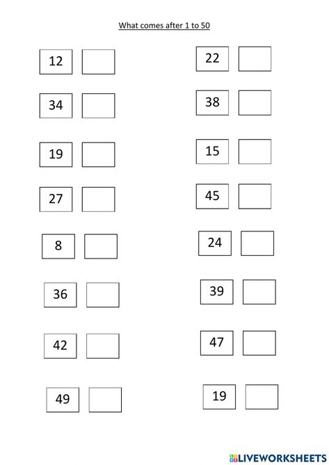 Class Ukg Math Worksheet, 1 To 50 Numbers Worksheet, What Comes After Worksheets 1 To 20, After Numbers Worksheet 1-50, Worksheet For Senior Kg, After Numbers Worksheet, Math Division Worksheets, Worksheet Math, Line Tracing Worksheets