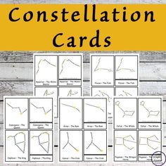 {FREE} Printable Constellation Cards - Simple Living. Creative Learning Constellations For Preschoolers, Constellation Cards Free Printable, Constellations For Kids, Constellation Activity, Constellation Activities, Diy Note Cards, Constellations In The Sky, Constellation Art, Memory Match Game