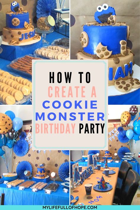 Our son's 1st birthday party had to be Cookie Monster because the first food that he loved was a little Gerber cookie. Cookie Monster birthday themed party was a challenge to find at the time. I am sharing the DIY's, food, centerpieces. cake and ideas that were created for his Cookie Monster 1st Birthday. Come and Explore over on the blog!  #1stbirthday #cookiemonster #birthdayparty #cookiemonsterbirthday #diy Cookie Monster Party Games, Cookie Monster Party Decorations Diy, 1st Birthday Cookie Monster, First Birthday Cookie Monster, Cookie Monster Foodie Truck Party, Cookie Monster Birthday Theme, Cookie Monster First Birthday Party, Cookie Monster 3rd Birthday Party, Cookie Monster Party Food