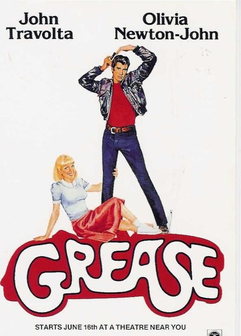 Grease (1978) starring John Travolta and Olivia Newton-John | Bazooka Joe Grease Poster, 1950 Music, Grease Movie, Vintage Films, Beau Film, Old Movie Posters, Film Vintage, Classic Movie Posters, I Love Cinema