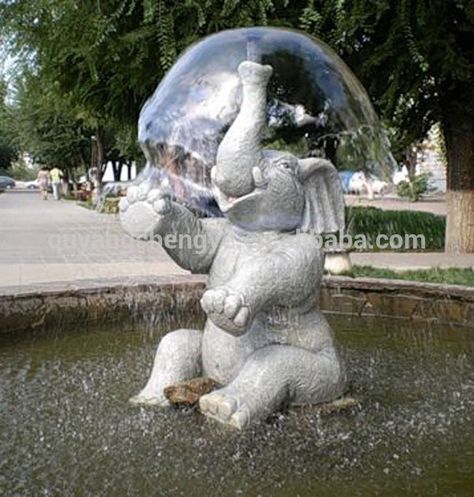 Elephant Fountain, Pond Sculpture, Beautiful Fountains, Water Fountain Design, Elephant Cute, Water Sculpture, Elephant Photography, Indian Garden, Carving Stone