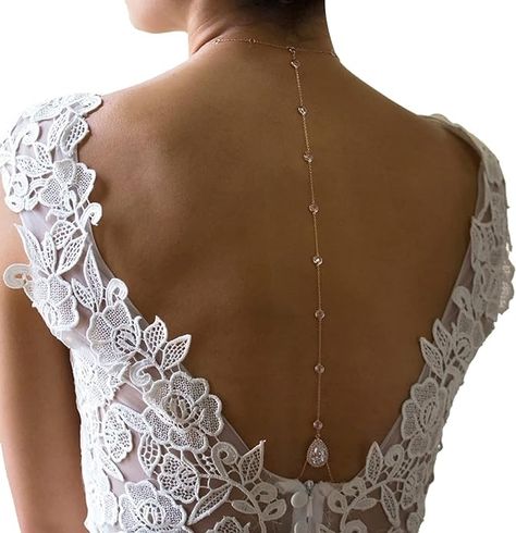 Amazon.com: Rhinestone Crystal Back Chain Jewelry for Women Bride Backless Rhinestone Waterdrop Body Chain Belly Waist Necklace Wedding Dress Accessories (Gold) : Clothing, Shoes & Jewelry Necklace Wedding Dress, Waist Necklace, Rustic Romance Wedding, Wedding Body, Gold Clothing, Back Chain, Backdrops Necklace, Women Bride, Accessories Gold