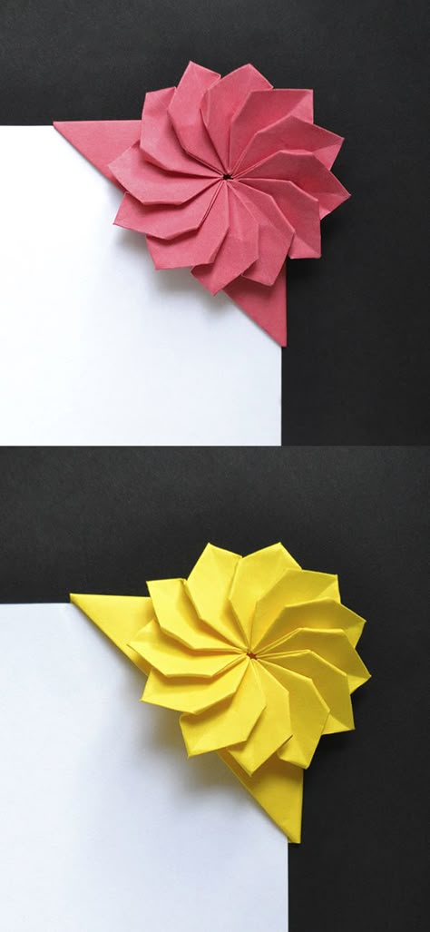 Origami Thank You Cards, Cool Origami Bookmarks, Origami Flower Bookmark, Origami With Paper, Bookmark Ideas Origami, Paper Origami Flowers Easy, Square Paper Origami, Flower Origami Easy, Origami Flowers Easy