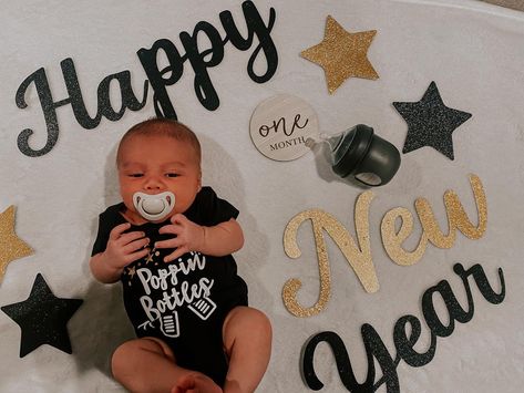 Monthly baby photos New Year Infant Photoshoot, New Years Infant Pictures, New Years Eve Baby Photoshoot, February Monthly Baby Picture, First New Years Baby Pictures, January Monthly Baby Picture, 3 Month Old Baby Pictures, Monthly Ideas, Happy New Year Baby