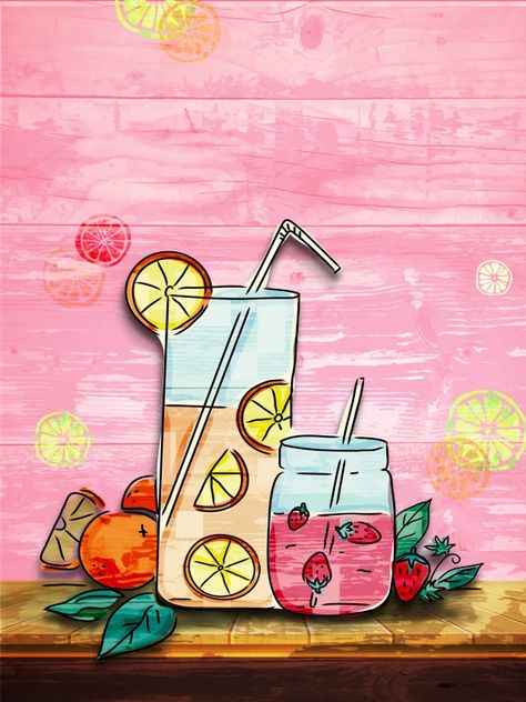 Juice Wallpaper, Fruit Cocktail Drink, Retro Backgrounds, Punch Drink, Ice Fruit, Vertical Background, Summer Juice, Beverage Poster, Tea Logo