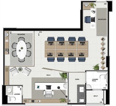 Small Office Plan Layout, Small Office Plan, Office Reception Design Waiting Rooms, Small Business Office Ideas, Interior Design Office Studio, Design Kantor, Office Cubicle Design, Small Office Layout, Business Office Ideas