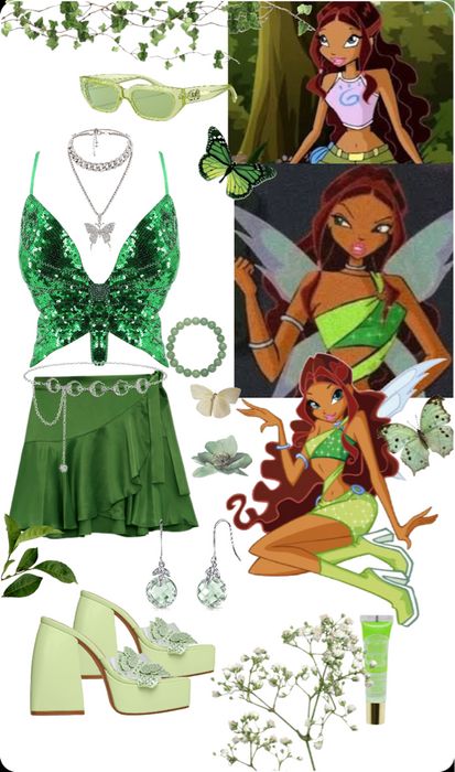 Aisha Winx Club Outfit Halloween, Winx Club Outfits Aisha, Winx Club Inspired Outfits Aisha, Winx Aisha Outfits, Winx Club Outfits Costumes, Aisha Winx Club Outfit, Aisha Winx Club Costume, Winx Club Aesthetic Outfits, Aisha Cosplay