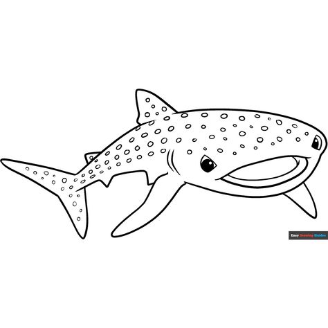 Whale Shark Coloring Page - Free & Printable Coloring Sheet Whale Shark Drawing, Scary Coloring Pages, Fish Coloring, Easy Drawing Guides, Shark Pictures, Shark Drawing, Free Printable Coloring Sheets, Fish Coloring Page, Shark Coloring Pages