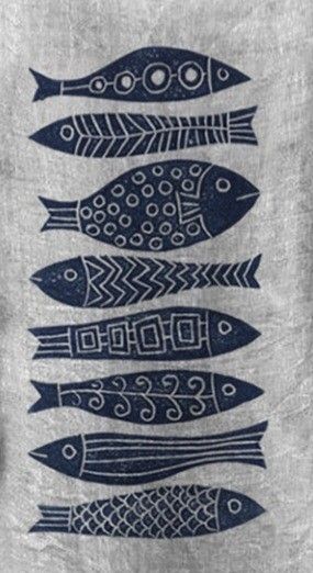 Block Print Fish, Easy Linocut Prints Ideas, Lino Print Ideas Easy, Lino Print Pattern, Fish Stamp, Lino Cut Prints, Lino Ideas, Fish Prints, Fish Designs