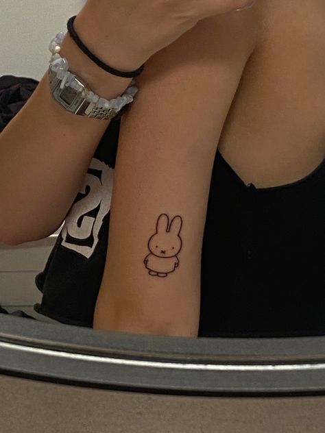 Miffy Tattoo Design, Miffy Tattoo, Raccoon Friend, Matching Best Friend Tattoos, Sharpie Tattoos, Cute Little Tattoos, Cute Tiny Tattoos, Jesus Love, Jewelry Tattoo