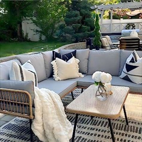 YITAHOME Rattan 4 PCS Patio Furniture Set, Outdoor Wicker Conversation Sectional L-Shaped Sofa with 5 Seater for Backyard, Porch, Boho Detachable Lounger with Thickness Cushions and Side Table - Grey Visit the YITAHOME Store 4.3 4.3 out of 5 stars 102 ratings Amazon's Choice in Patio Conversation Sets by YITAHOME Wicker Sofa Outdoor, Wicker Sectional, Outdoor Bistro Set, Patio Backyard, Backyard Porch, Wicker Sofa, Patio Sofa, L Shaped Sofa, Outdoor Wicker