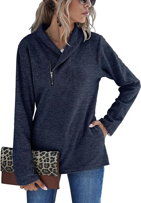 I asked my mom to pick out five different items she'd like from Amazon and she chose these five sweatshirt-type tops. Links are in the comments and also on my blog. Thanks for clicking! Knitted Shirts, Fitted Tunic Tops, Fall Pullover, Womens Sweatshirts Fashion, Cowl Neck Sweatshirt, Sweatshirts For Women, Shirts Long Sleeve, Shirt Blouses Tops, Cowl Neck Top