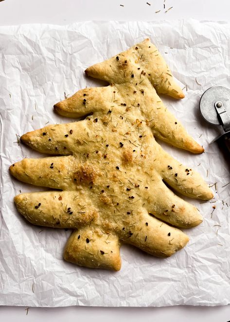 Christmas tree sourdough fougasse has a crisp, golden crust and a light, airy interior. It makes a fun appetizer for your next holiday party. Christmas Tree Sourdough, Sourdough Fougasse, Airy Interior, Cozy Winter Recipes, Dough Recipes, Large Pizza, Sour Dough, Sourdough Baking, Sourdough Bread Recipe