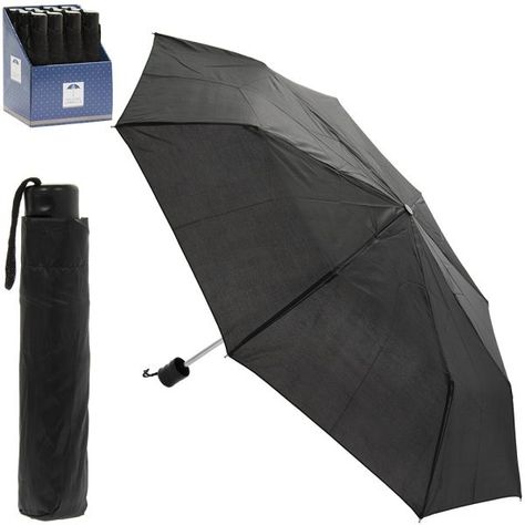 FOLDING UMBRELLA BLACK Black Umbrella, British Weather, Folding Umbrella, Walking Sticks, Curve Dresses, Short Necklace, Jewelry Case, Glasses Case, Bag Straps