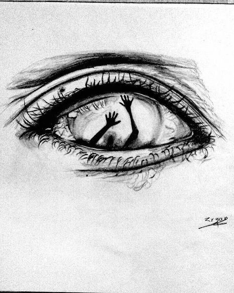 Eye With Hands Inside Drawing, Drawing Reference Creepy, Dizzy Eyes Drawing, Scared Eye Drawing, Overstimulated Art, Devil Eye Tattoo, Creepy Sketches Darkness, Creepy Eyes Drawing, Mental Day