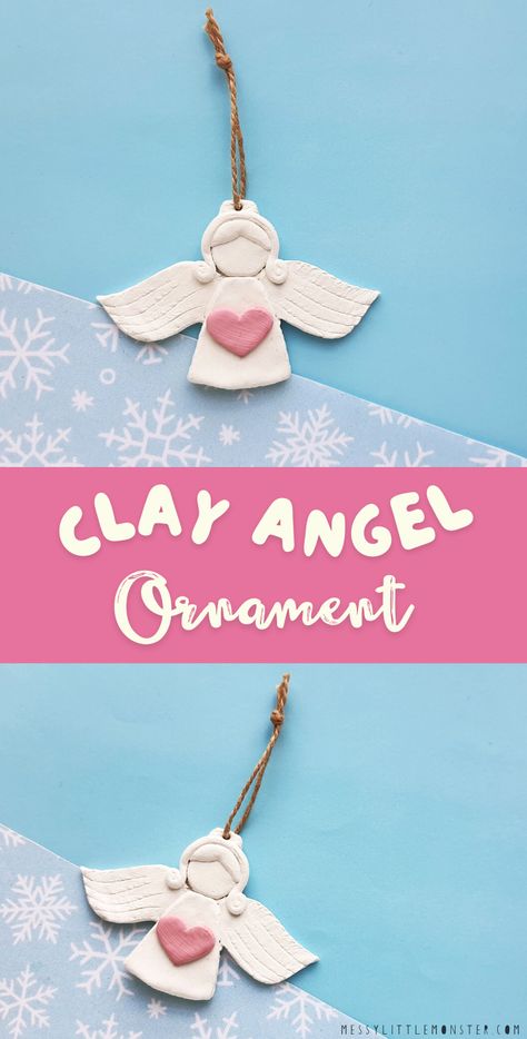 DIY angel ornament craft. Clay angel ornaments. Angel craft for kids. Air dry clay craft. Air Dry Clay Craft, Diy Angel Ornaments, Make Your Own Clay, Clay Angel, Diy Angels, Craft Clay, Diy Air Dry Clay, Ornament Craft, Christmas Arts And Crafts