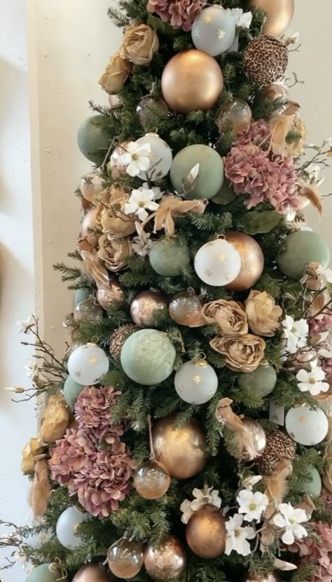 Sage And Pink Christmas Tree, Mauve And Gold Christmas Tree, Pink And Sage Christmas Tree, Blush And Green Christmas Tree, Mint Green And Pink Christmas Tree, Sage Green And Pink Christmas Tree, Rose Gold And Green Christmas Tree, Rose Gold And Sage Green Christmas Tree, Christmas Tree Theme Ideas Color Schemes