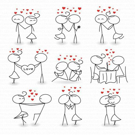 Couples Doodles, Art Amour, Love Stick, Couple Clipart, Arte Doodle, Valentines Balloons, Stick Figure Drawing, Sketch Notes, Couple Illustration