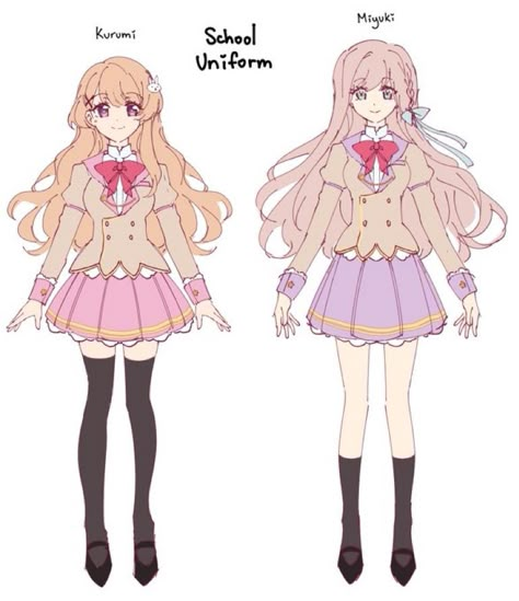 Pink Japanese School Outfit, Cutecore Uniform, Magical Girl Outfit Drawing, School Uniform Ideas Drawing, Magical Girls Outfit, School Uniform Outfits Drawing, Anime Uniform Design, Magical School Uniform, Magic School Uniform Design