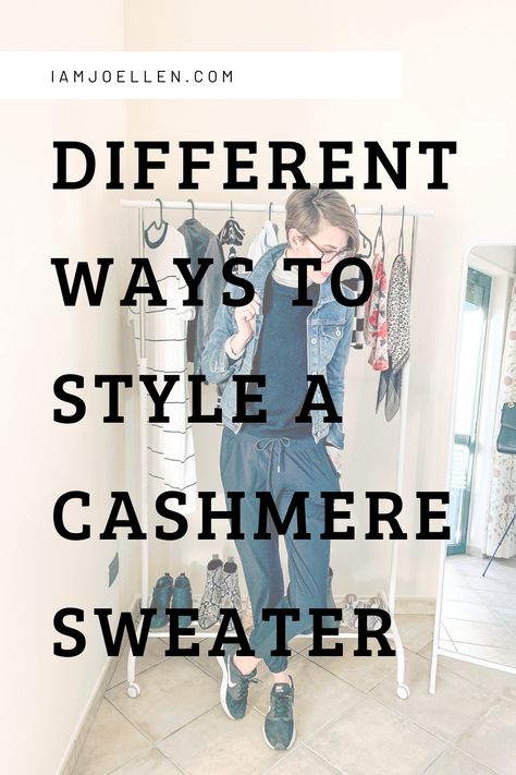 Cashmere Crew Neck Sweater Outfit, Black Cashmere Sweater Outfit, How To Style Crewneck, Cashmere Cardigan Outfit, Cashmere Sweater Outfit, Crew Neck Sweater Outfit, Pretty Closets, Sweater And Jeans Outfit, Black Cashmere Sweater