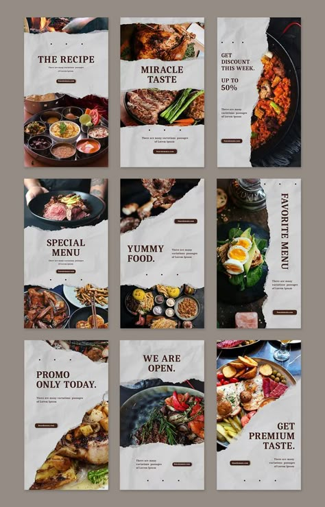 Chef Story Instagram, Instagram Story Ideas For Restaurants, Food Feed Instagram Design, Instagram Food Story Ideas, Food Poster Design Graphics, Restaurant Instagram Feed, Airbnb Social Media, Food Instagram Story, Yoga Social Media