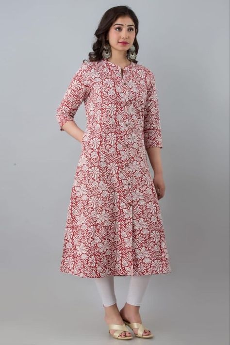 A Line Kurti Designs, Plain Kurti Designs, Cotton Dress Pattern, Ethereal Elegance, A Line Kurti, Stylish Kurtis Design, Floral Frocks, New Kurti Designs, Churidar Designs