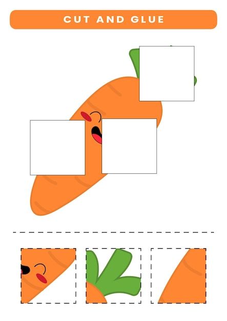 Cut and glue for kids | Premium Vector #Freepik #vector #cut-glue #worksheet #kids-puzzle #activity-book Carrot Activity For Preschool, Glue Stick Practice Worksheet, Cut And Glue Activities Kindergarten, Cut Out Activities For Kids, Cut Paste Activities For Kids, Cut Activities For Kids, Arts And Crafts For 2 Yrs Old, Cut And Glue Activities For Kids, Fruits Activities For Kids