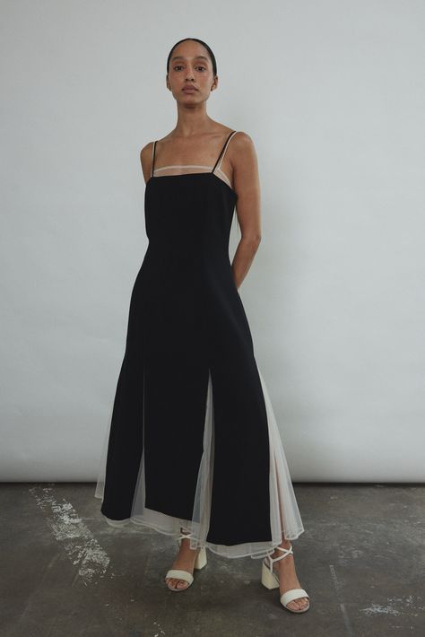 Sheer Black Tie Dress, Rectangle Silhouette Fashion, Cocktail Style Outfits, Sleek Futuristic Fashion, Paloma Wool Dress, Modernist Fashion, Two In One Dress, Style Slip Dress, Dress Layering