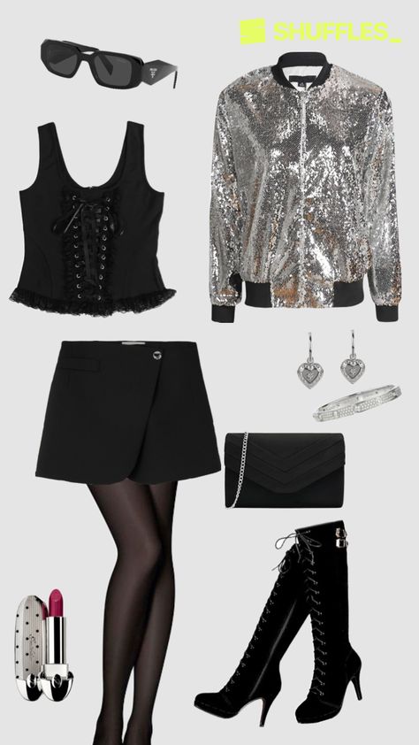 #y2k #skirtoutfit #streetstyle #elegant Sparkly Concert Outfit, Concert Outfit Ideas, Y2k Party, Concert Fashion, Elegant Skirt, Skirt Outfit, Y2k Streetwear, Y2k Style, Concert Outfit