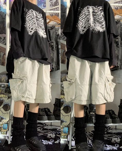 Shirt With Holes Outfit, Homelesscore Outfits, Streetcore Outfit, Urbancore Outfit, Grunge Fairycore Outfits Masc, Summer Alt Outfits Masc, Masculine Emo Outfits, Emo Masc Outfits, Transmasc Outfits Summer