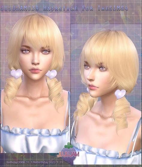 Hairstyle Art, Gyaru Hair, Bump Hairstyles, Pelo Sims, Sims 4 Body Mods, Tumblr Sims 4, Sims Games, Pigtail Hairstyles, Sims 4 Cc Packs