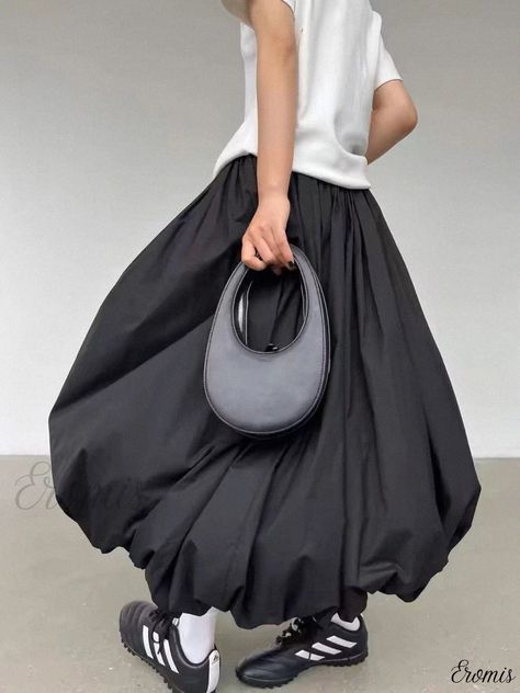 Floral Bud A-Line Skirt with Stylish Pleats and Elegant Ruffles Maxi Skirt Casual, Korean Fashion Summer Street Styles, Empire Pattern, Balloon Skirt, Skirt Casual, Corset Bustier, Purchase Order, Bubble Skirt, Long Skirts For Women