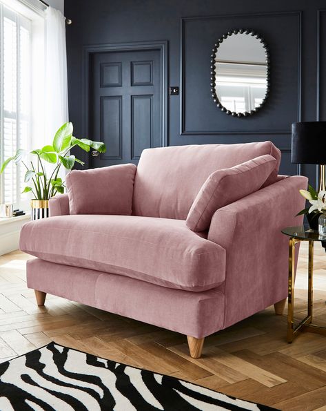 Joanna Hope Tilly Snuggler Chair | JD Williams Blush Pink Armchair, Snuggle Chair Living Room, Sofa Armchair Living Rooms, Pink Armchair Living Room, Pink Accent Chair Living Room, Pink Chairs Living Room, Parlour Games, Pink Sofa Living Room, Oversized Reading Chair