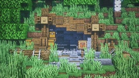 Entrance Design Minecraft, Entrance Ideas Minecraft, Cave Entrance Minecraft, Castles Minecraft, Minecraft Cave Entrance, Minecraft Entrance Ideas, Minecraft Entrance, Entrance Minecraft, Mine Entrance