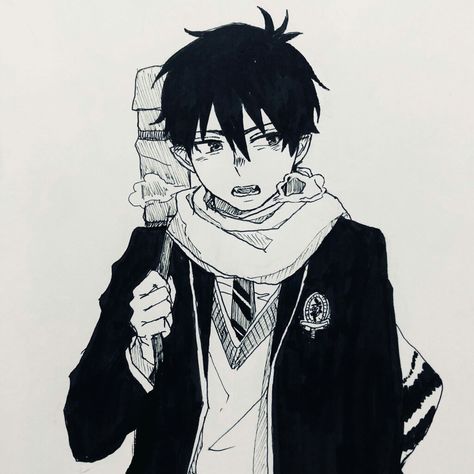 Rin Okumura Pfp, Rin Okumura Manga, Rin Okumura Drawing, Blue Exorcist Drawings, Rin Okumura Manga Icons, Blue Exorcist Manga Icons, Rin Pfp Blue Exorcist, Blue Exorcist Black And White, Anime Blue Exorcist