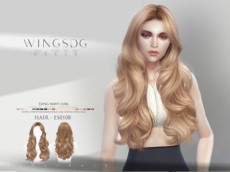 Vintage Curly Hair, Long Wavy Curls, Female Hairstyles, Mod Hair, Cc Mods, Pelo Sims, Wavy Curls, Sims 4 Dresses, Sims 4 Downloads