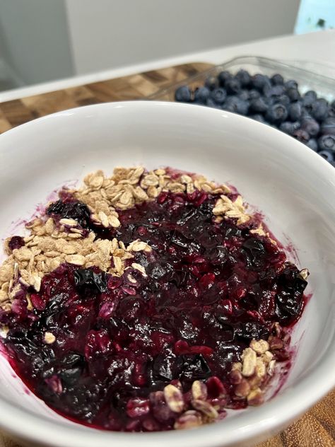 Single Serve Protein Blueberry Crumble Soy Protein Crisp Recipes, 2023 Desserts, Easy Blueberry Crumble, Macro Snacks, Protein Blueberry, Protein Dessert, Bread Ideas, Gf Breakfast, Fruit Crumble