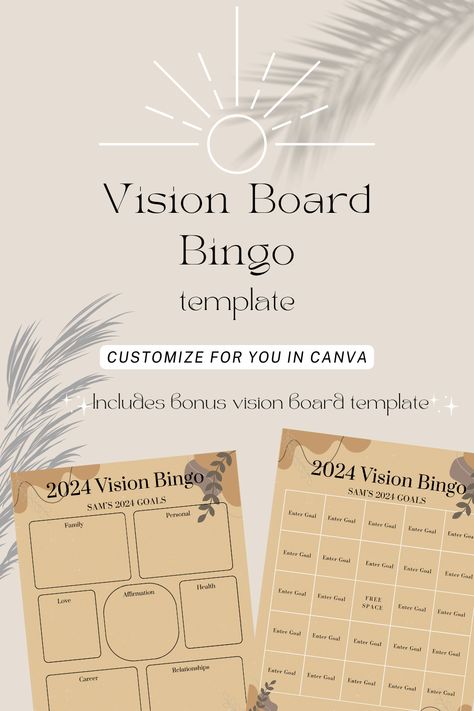 Welcome to the future you've envisioned! This beautifully crafted Vision Board Bingo Card for 2024 is designed to inspire, motivate, and guide you on your journey to turning dreams into reality. Created with love and attention to detail, this unique bingo card is more than just a game; it's a roadmap to your aspirations. THIS IS A DIGITAL ITEM NO PHYSICAL ITEMS WILL BE SHIPPED TO YOU! Vision Board Bingo, Boho Vision Board, Bingo Card Template, 2024 Vision Board, Card Templates Printable, Bingo Card, Welcome To The Future, Manifest Your Dreams, Vision Boards